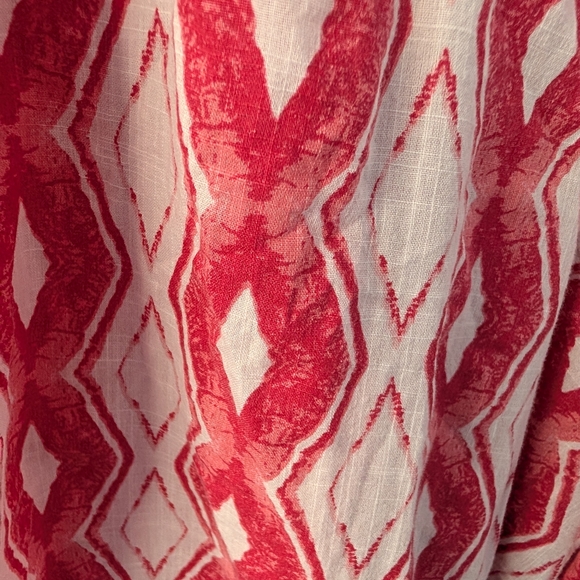 Caffé Marrakesh Red & White Geometric Boho Blouse | Size 3X - Picture 3 of 4